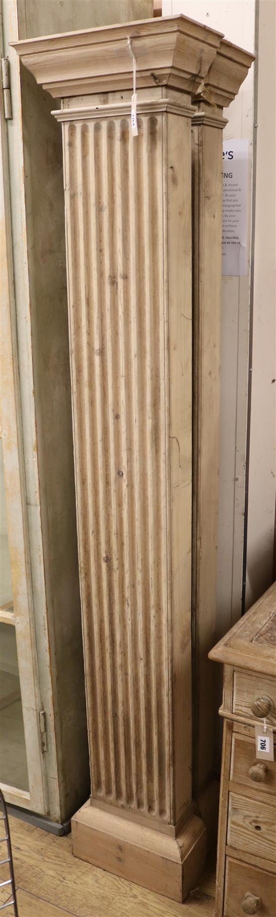 A pair of carved fluted pine pilasters W.36cm